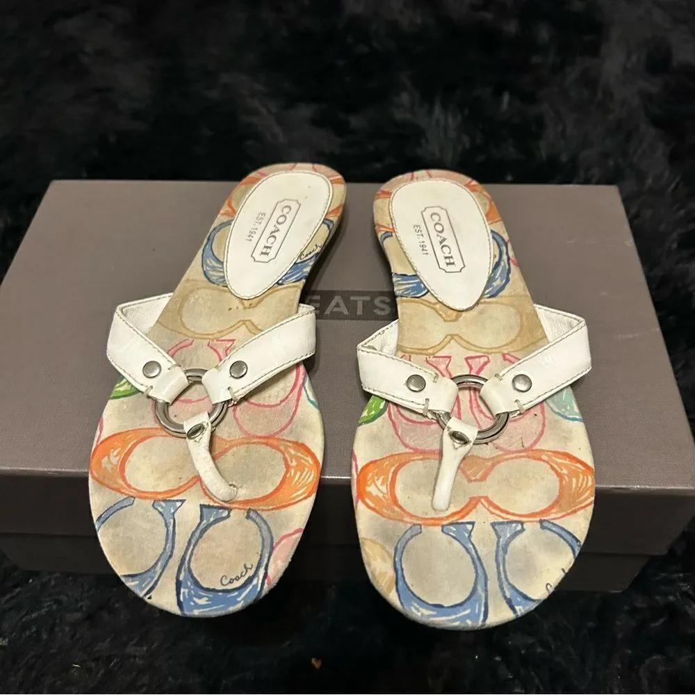 COACH white sandals flip flops shoes women’s 6.5